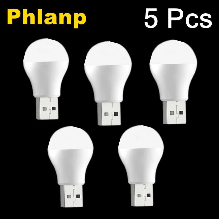 5 pièces USB LED lampe de lecture Mini livre lumière Camping veilleuses lampes de Table pour batteri
