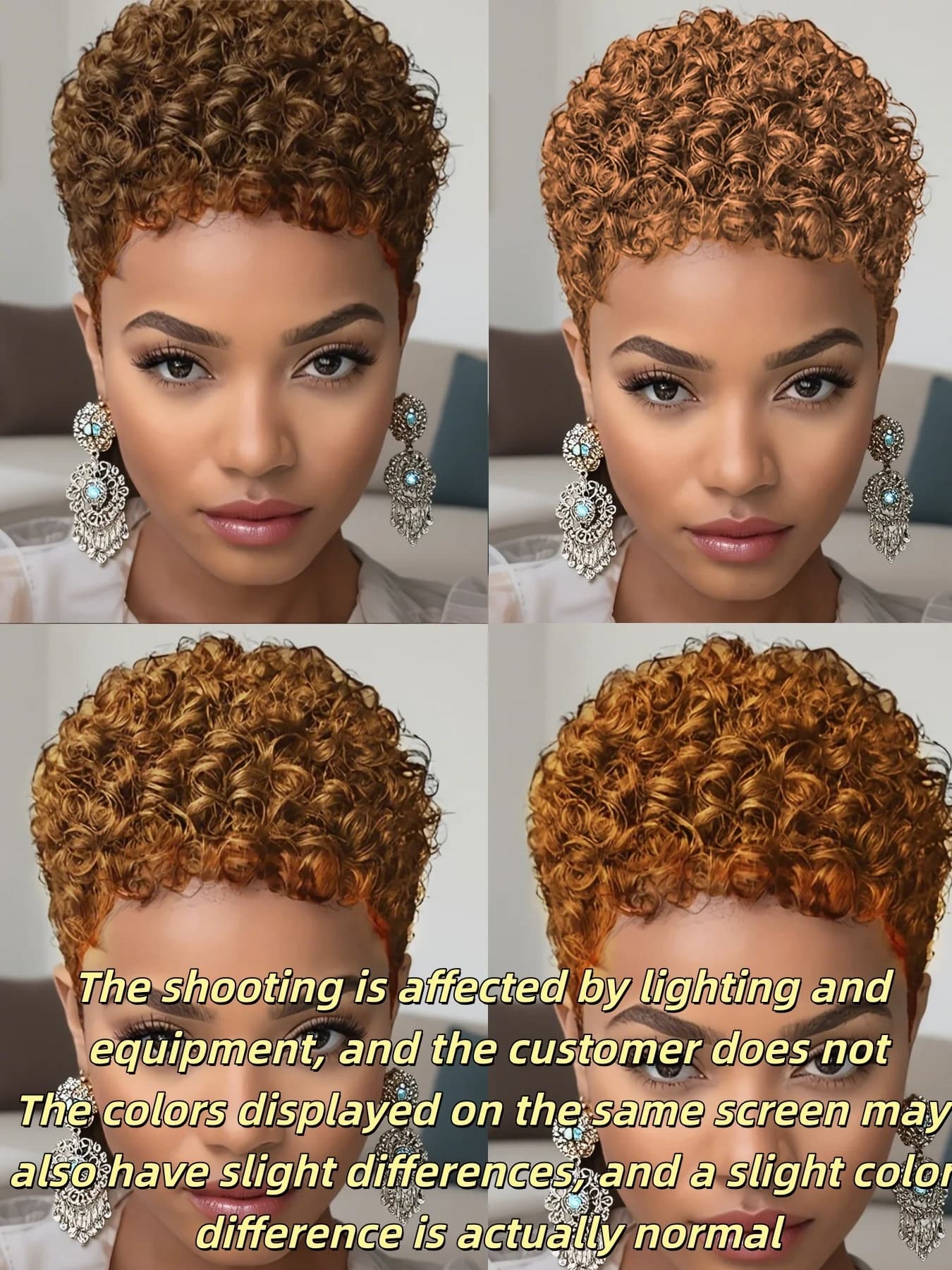 Perruques Afro courtes crépues bouclées perruque de cheveux humains coupe lutin Wi perruque courte p