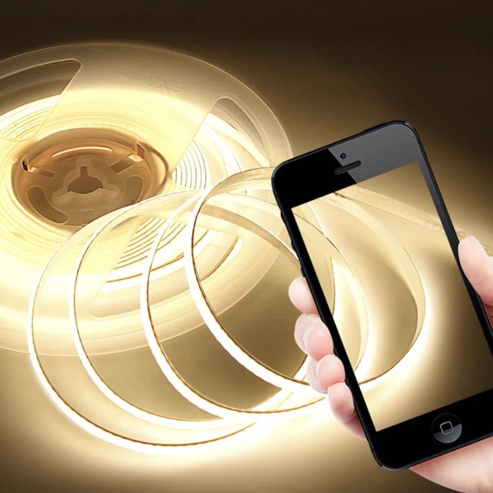 Bande lumineuse COB 5V 5mm, ruban à intensité variable, 320 led/m, barre lumineuse Flexible pour écl