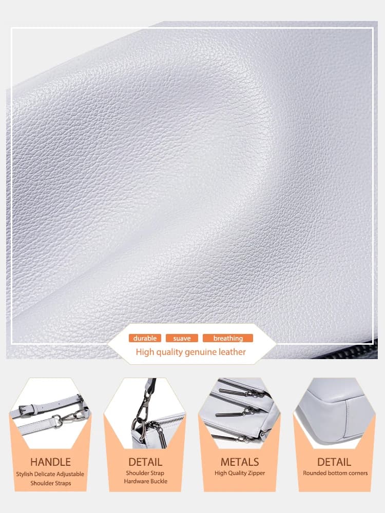 Zency – petit sac à main simple pour femmes, en cuir véritable, grande capacité, sac à bandoulière d