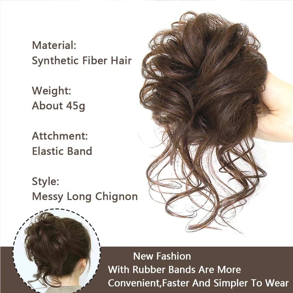 LUPU – Chignon synthétique bouclé en désordre, bandeau élastique, faux cheveux pour femmes, épingles