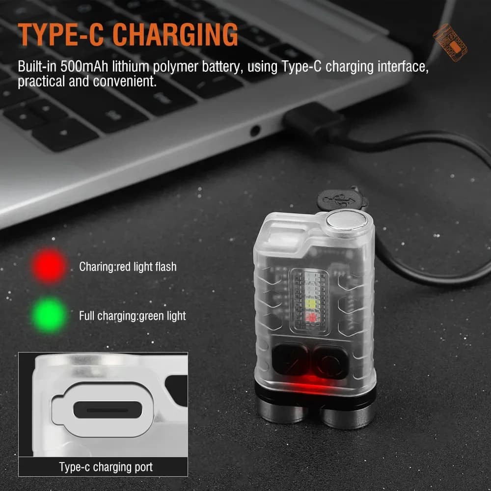 BORUiT V3 porte-clés LED Portable 900LM EDC lampe de poche UV lampe de travail type-c Mini torche Re