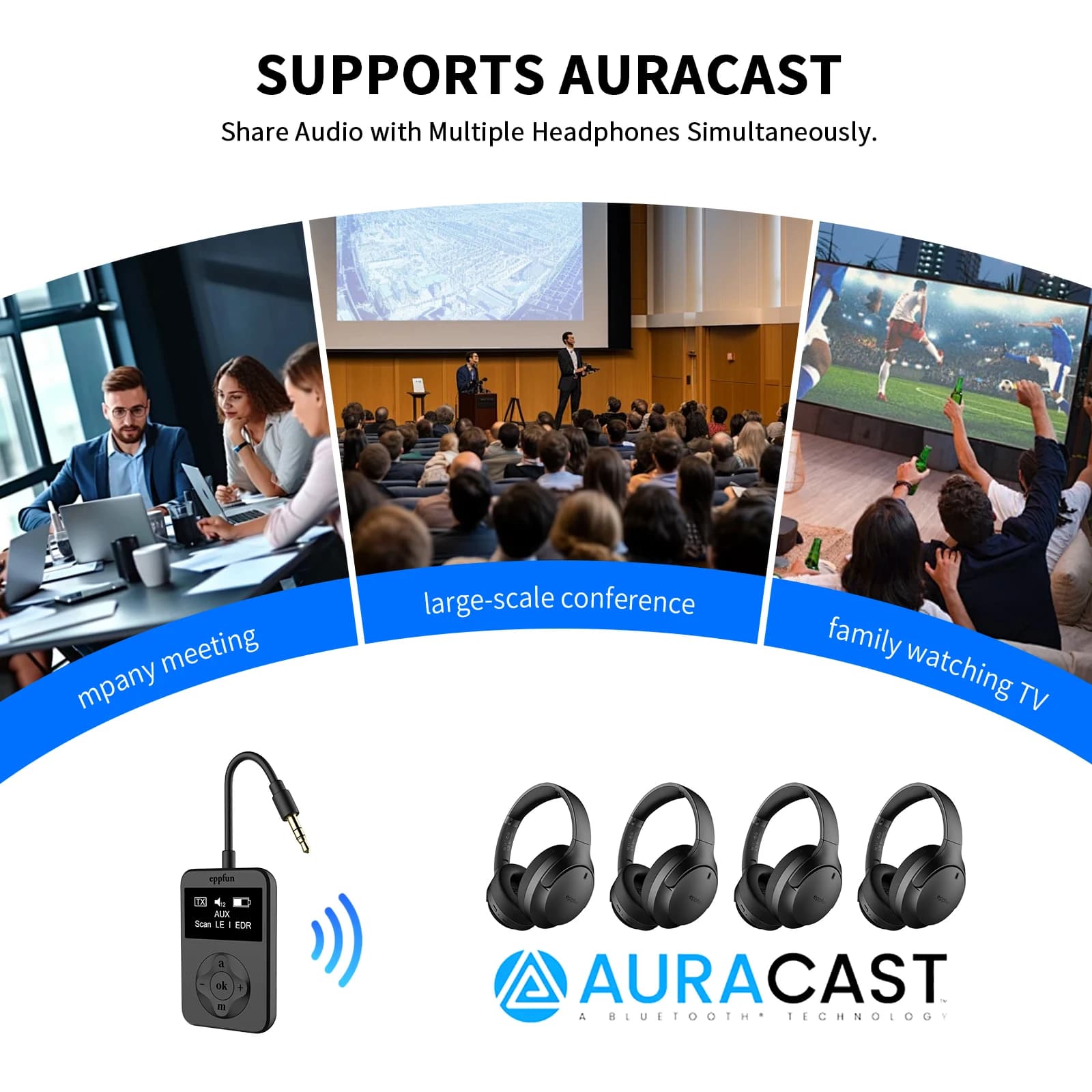 LE Audio Bluetooth 5.4 adaptateur émetteur Audio pour casques TV avec AptxLossless Auracast LC3 pour