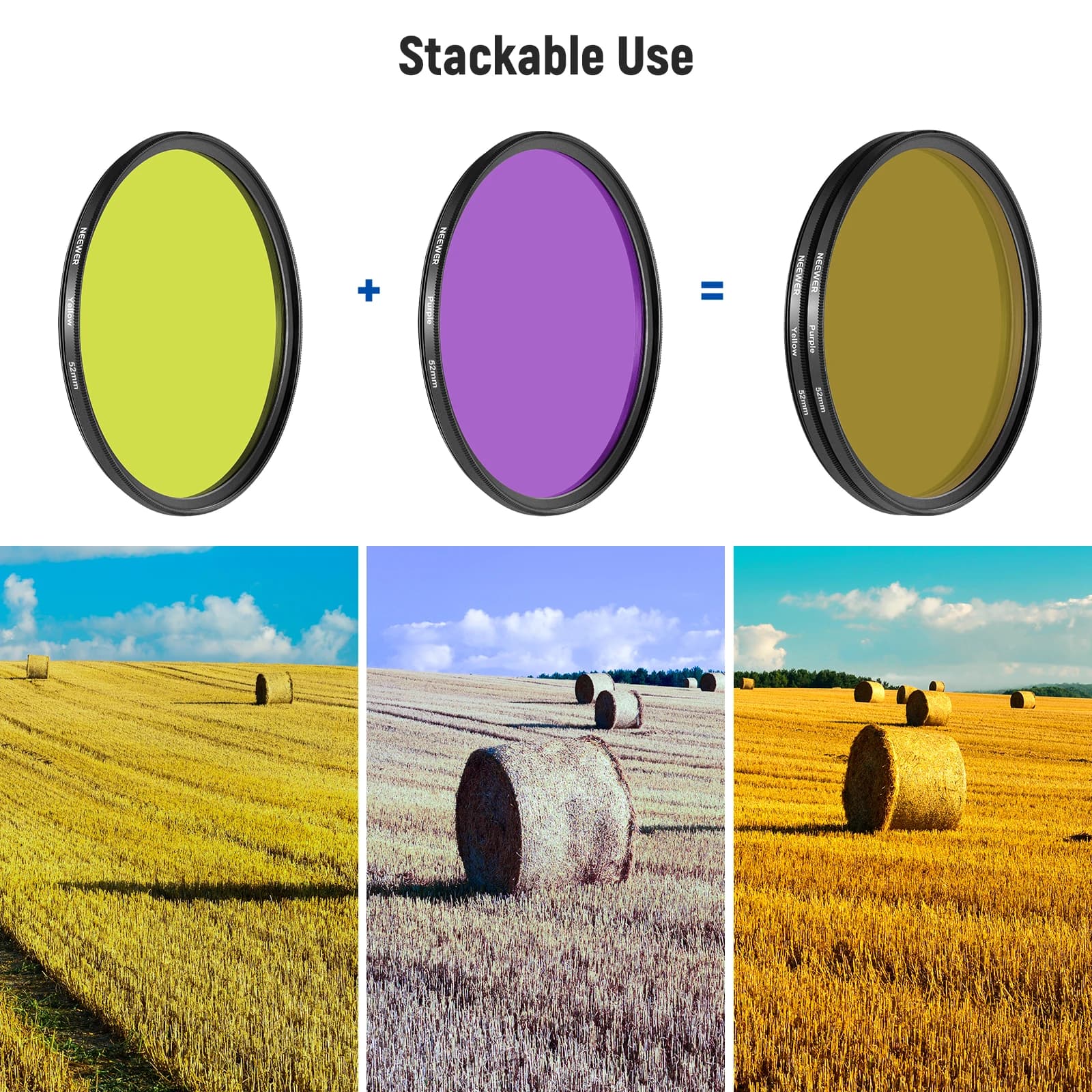 NEEpacks-Ensemble complet de filtres d'objectif en résine, 9 pièces, rouge, orange, bleu, jaune, ver