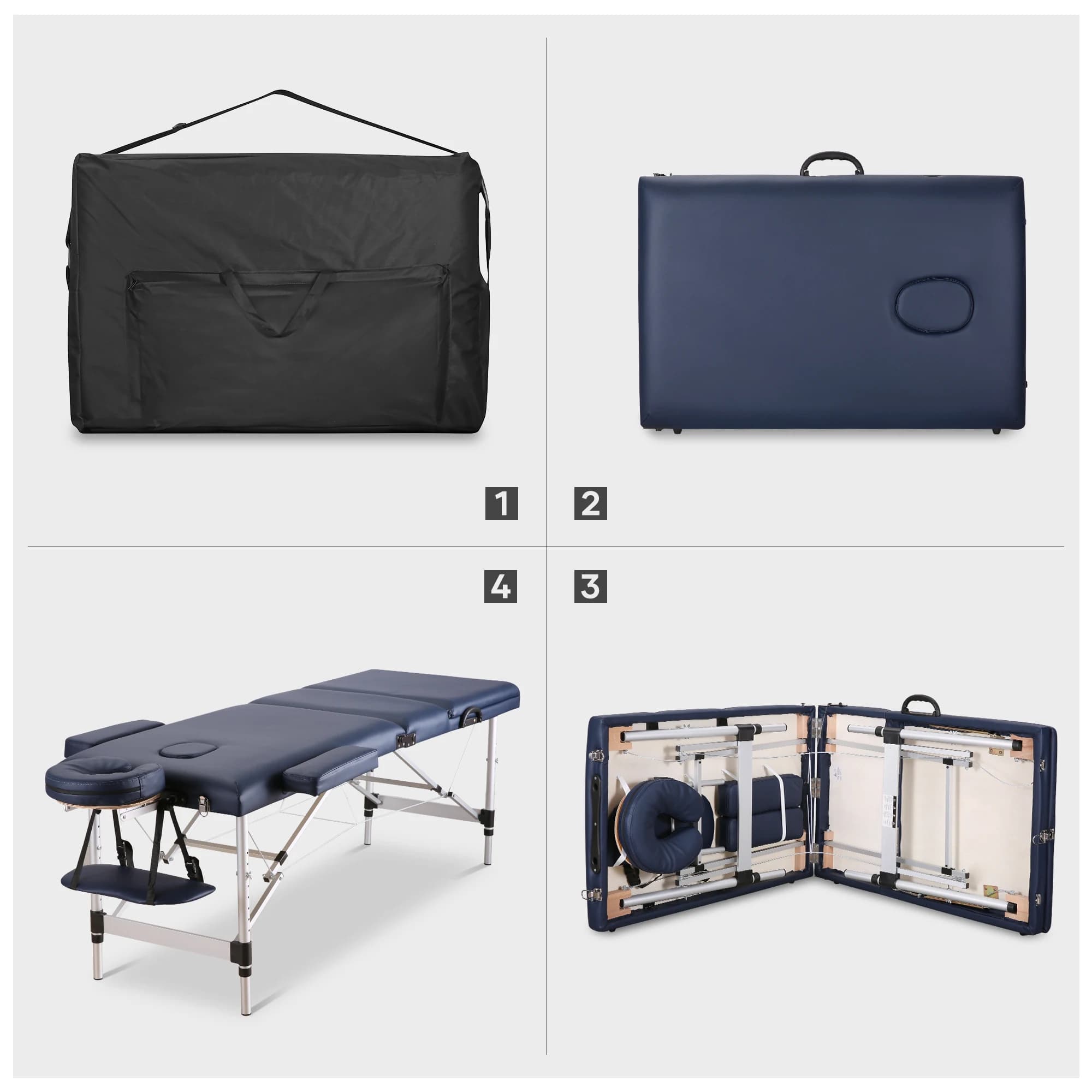 Table de Énergie Portable, Lit de Tatouage, Spa, Esthétique, Réglable, Professionnel, 3 Pieds en Alu