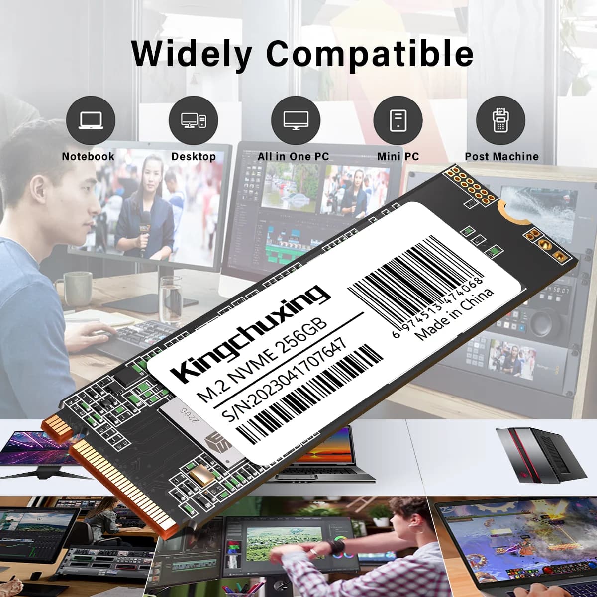 Kingchuxing-Disque dur interne pour ordinateur portable et de bureau, SSD Nvme M2 SSD 512 Go, PCIE 3
