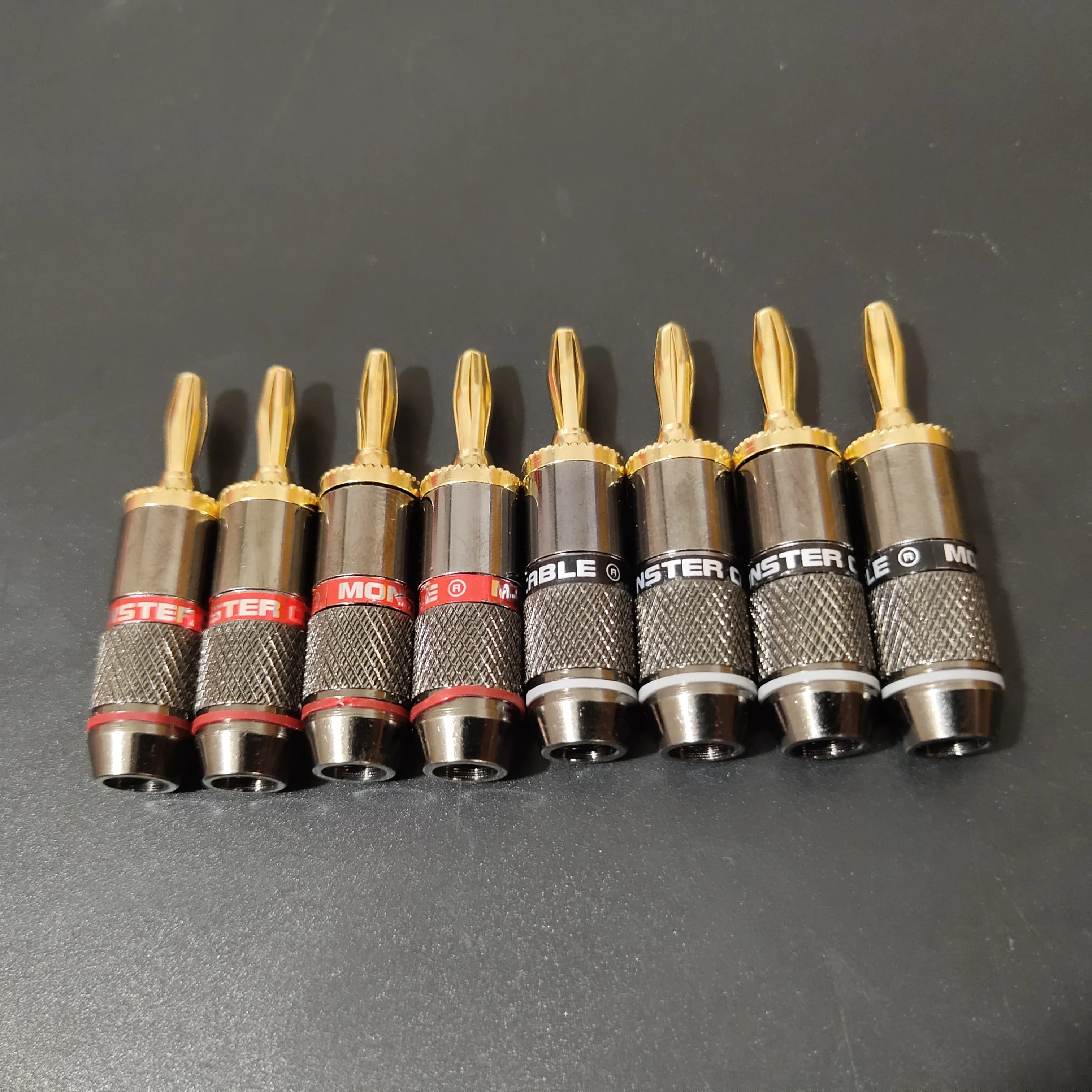Monster series – fiche banane, fixation à vis sans soudure, plaqué or 24K, adaptateur de haut-parleu