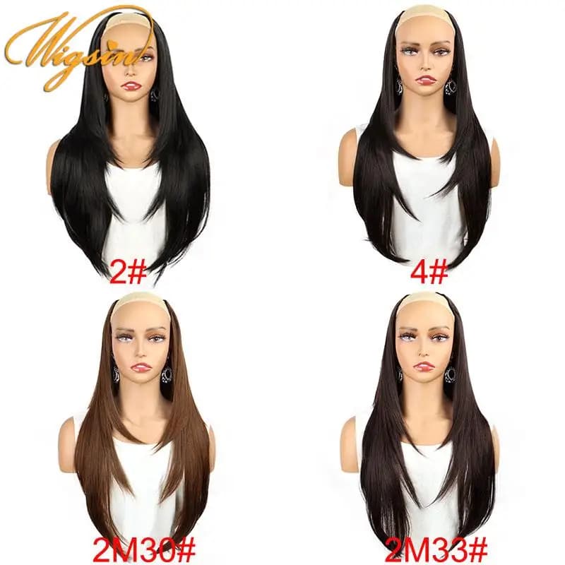 WIGSIN synthétique 55 cm en forme de V couches 4 Clips Extension de cheveux longs raides naturel Inv