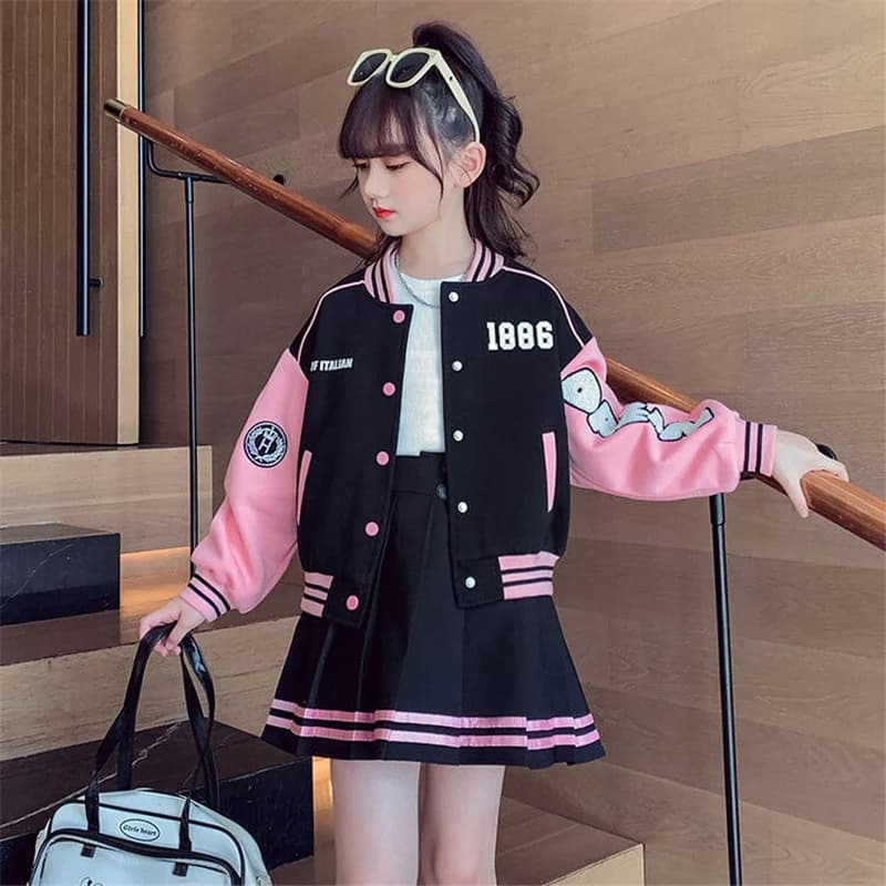 Ensembles de vêtements de mode pour filles, costume de sport de Baseball pour enfants, veste pour en