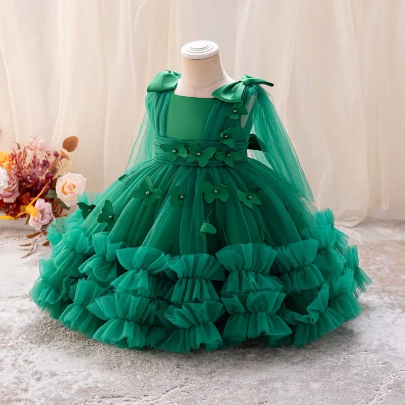 Robe de princesse pour filles de 1 à 5 ans, sans manches, en maille papillon tridimensionnelle, robe