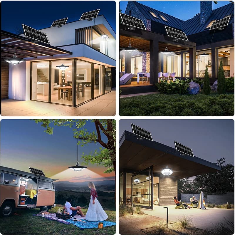 Lampe Solaire Suspendue avec Télécommande, Éclairage d'Intérieur et d'Extérieur à 180LED et 5 Modes 