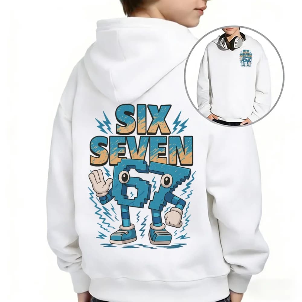 Sweat à capuche pour enfants imprimé Steal a Brainrot six or seven, chemisier décontracté à manches 