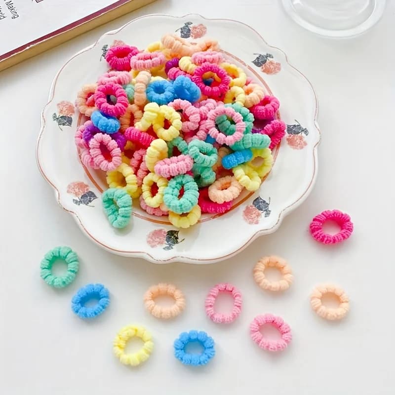 Accessoires pour cheveux pour filles, 100/200/300 pièces, cravate élastique colorée, adaptée à la co
