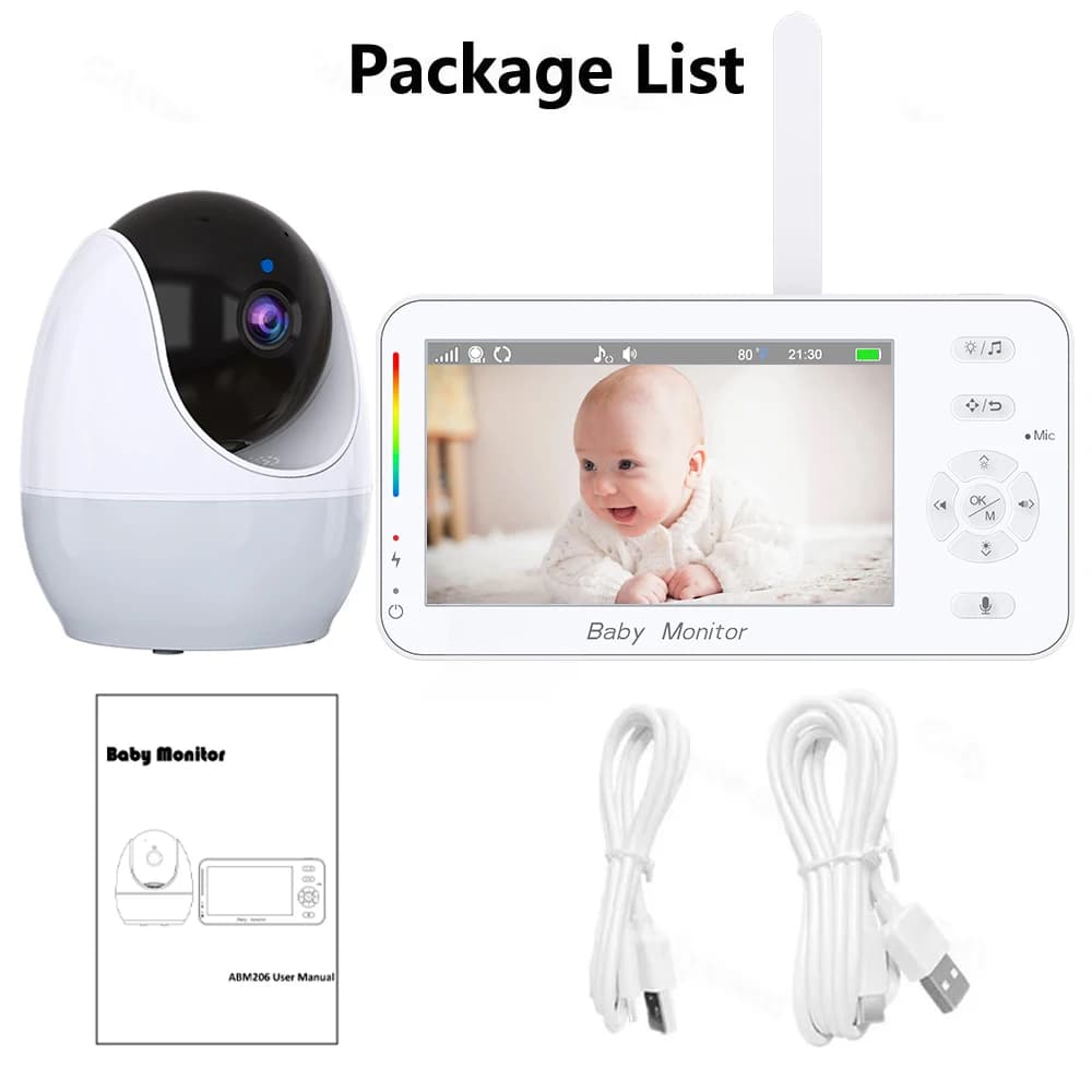 WiFi 1080P bébé moniteur 4.3 "affichage + App double contrôle nounou Vision nocturne berceuses rappe