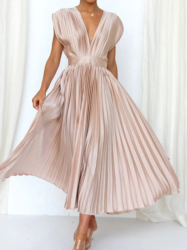 Robe de soirée sans bretelles et dos nu pour femme, vêtement de détente simple, couleur unie, manche