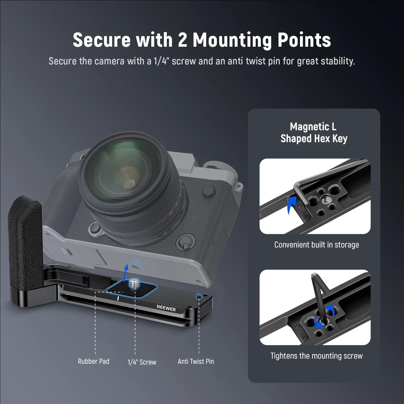 NEEpacks X-T5 L Forme Grip pour FUJIFILM X-T5 Caméra Arca Plaque Avec Côté Grip Vidéo Trépied Plaque