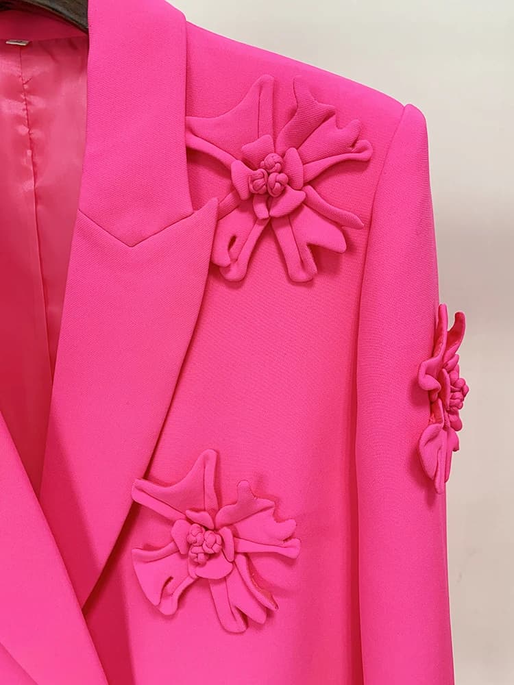HIGH STREET Nouveauté 2026 Blazer long pour femme de créateur, à double boutonnage, avec appliques f