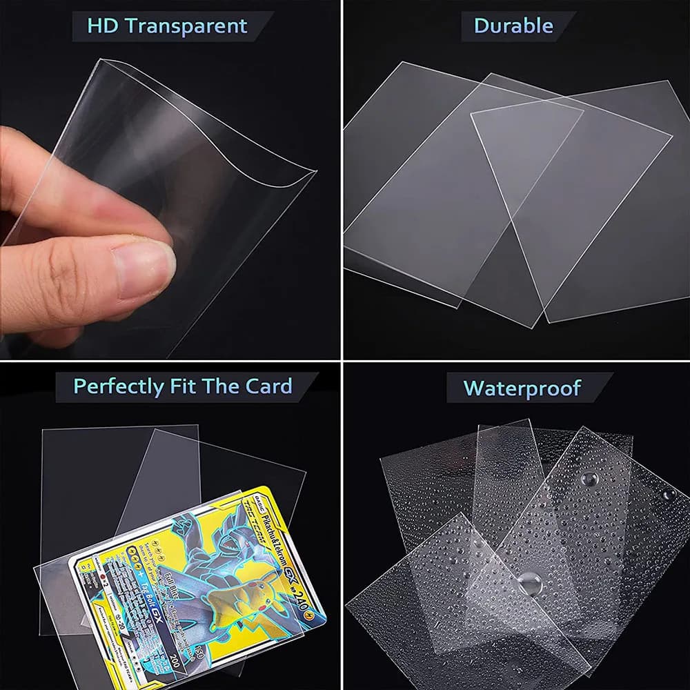 Pochettes transparentes pour cartes à jouer, pocommuniste de protection pour jeu de société Pokémon,