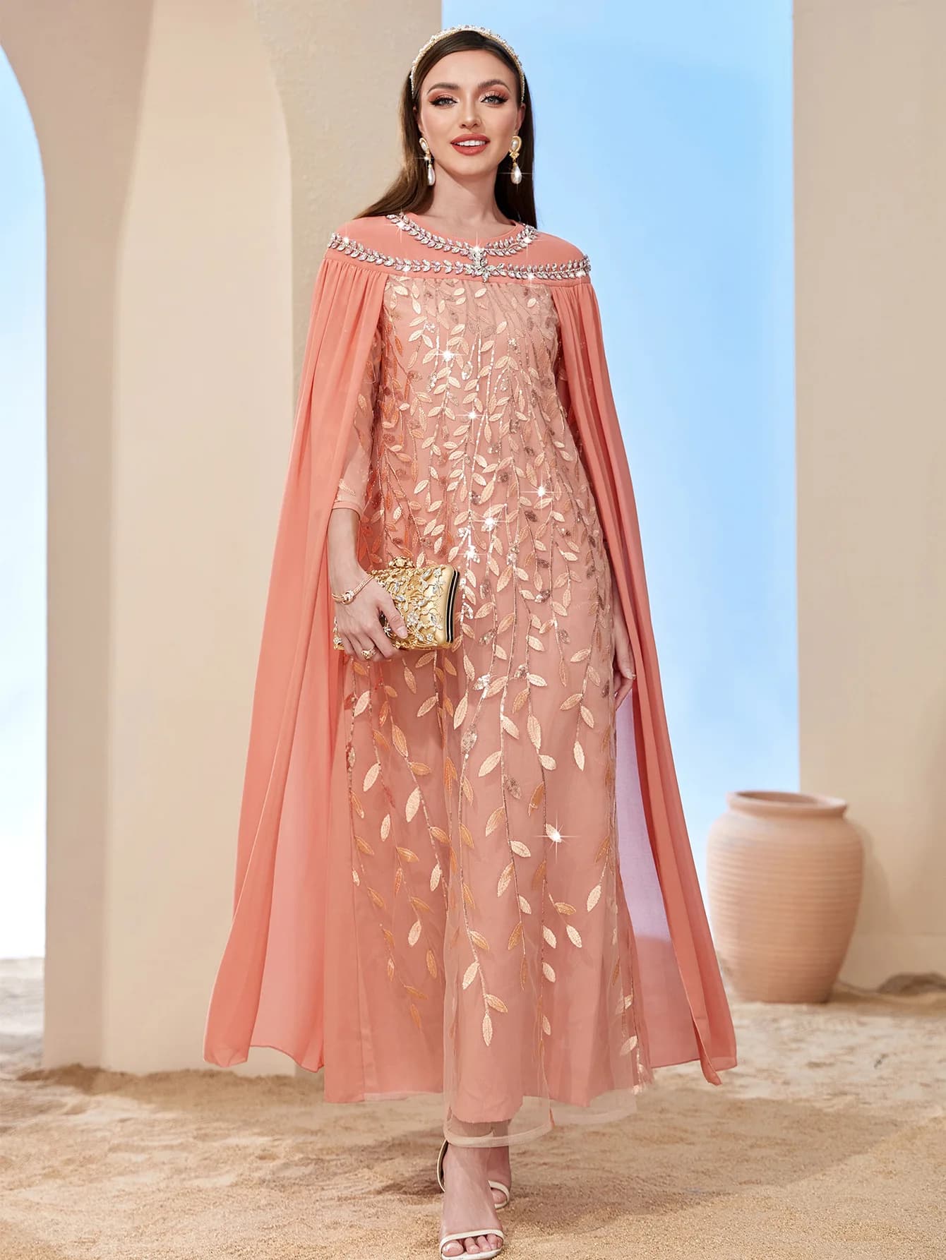 Robe de fête pour femmes musulmanes, Abaya avec cape, robe Jalabiya, longues Abayas musulmanes, robe