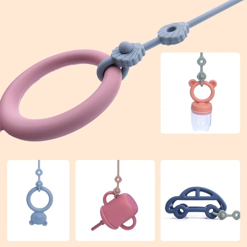 Chaîne sucette pour bébé avec sangles sécurité, support en Silicone, accessoire poussette chaise hau