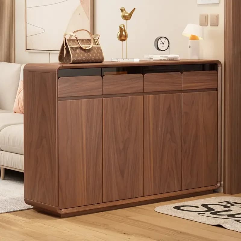 Meuble à chaussures en bois gain de place avec miroir, étagère design pour couloir, entrée, cuisine 