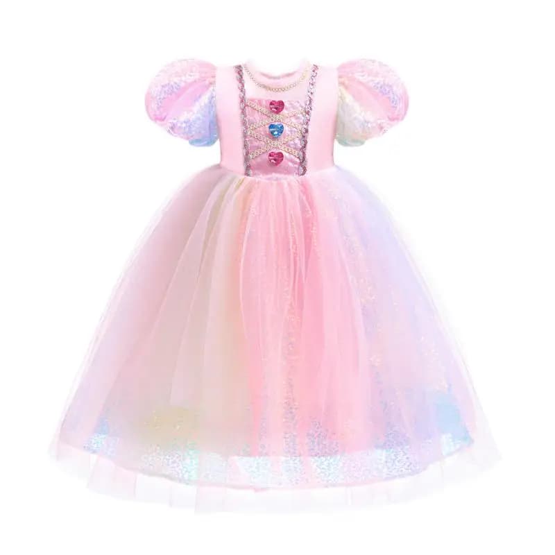 Robe de princesse sirène pour filles, en maille de pierres précieuses colorées à paillettes dégradée