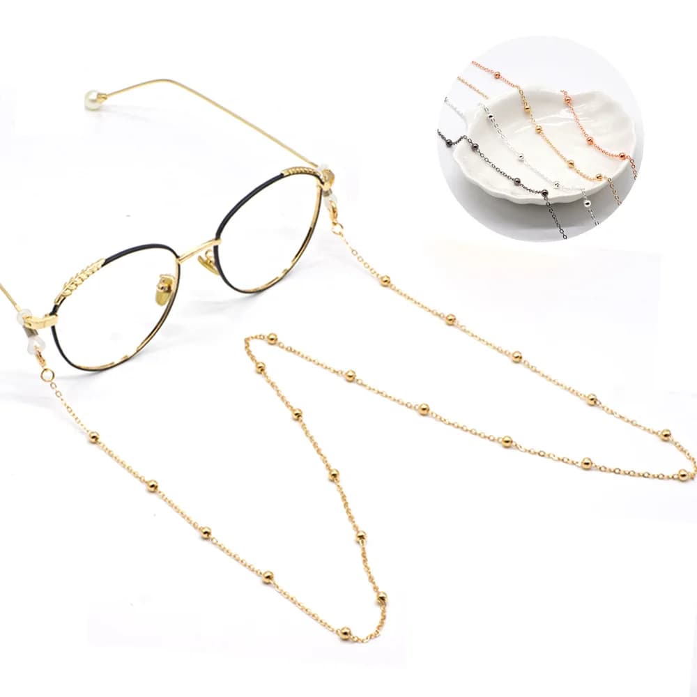 Mode métal hommes femmes chaînes de lunettes lunettes de soleil lecture lunettes perlées chaîne lune