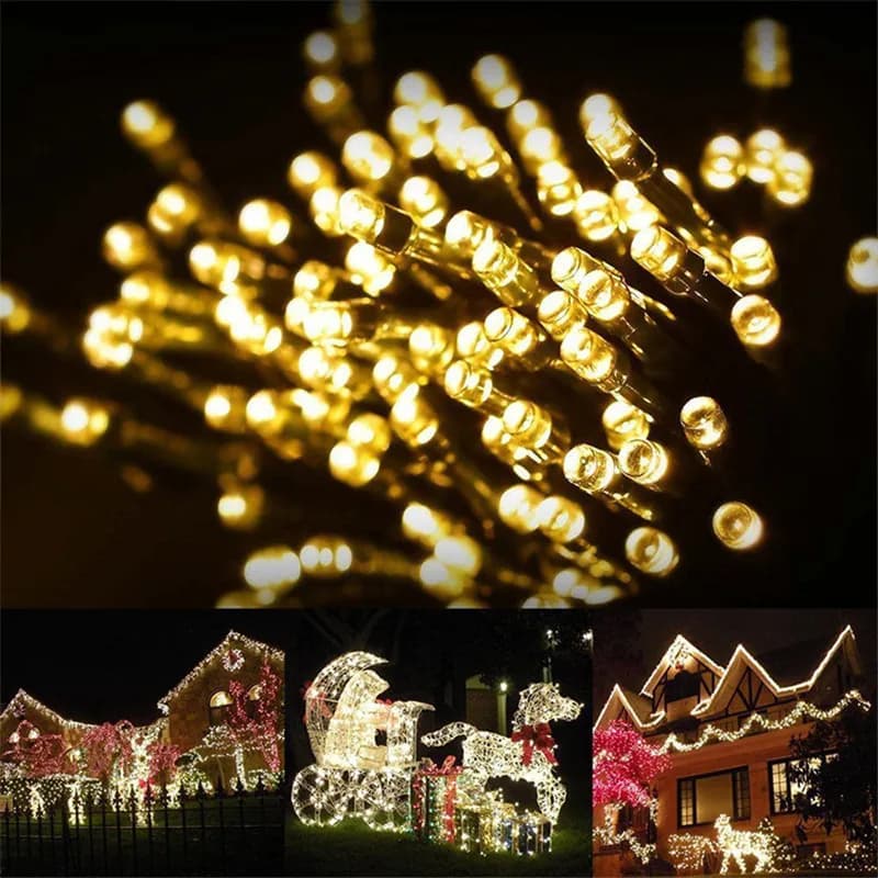 Guirlande solaire féerique LED étanche pour l'extérieur, 5M/12M/22M, lampadaire, feston, fête de noë