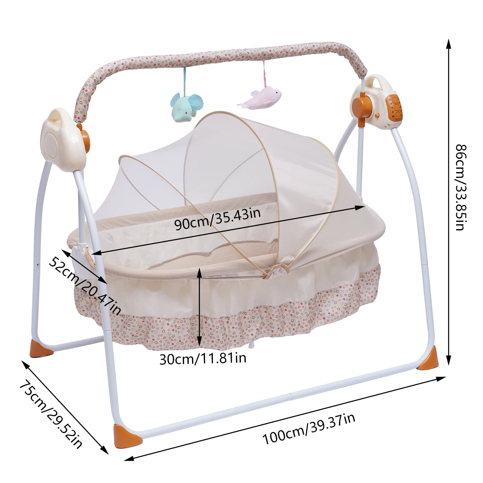 Berceau Électrique à Bascule existent pour Bébé, Lit de Couchage pour Nourrisson, Kit Minuterie, Mus