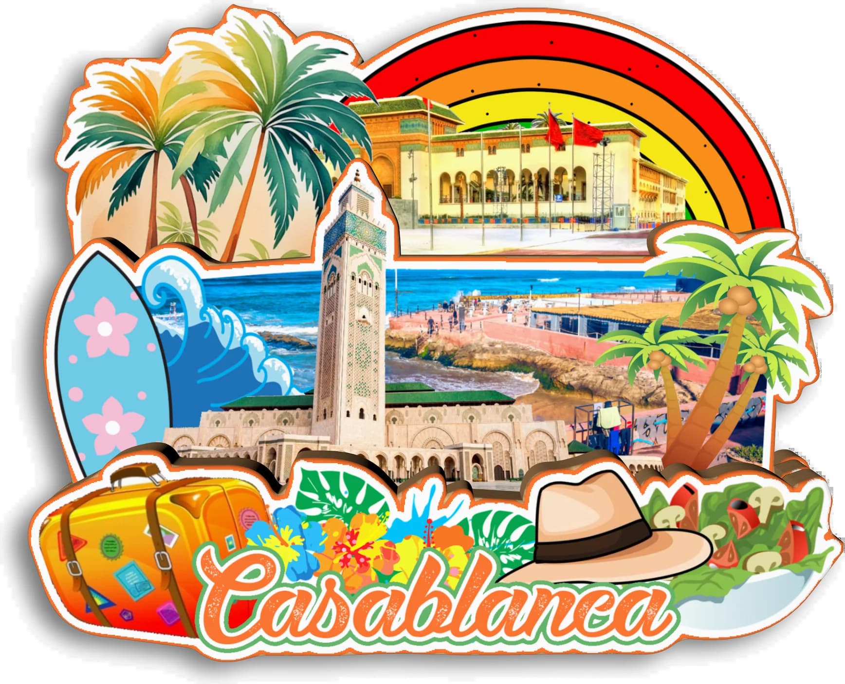 Casablanca Marrakech Agadir Fes Tangier Maroc Aimant de réfrigérateur Voyage Souvenir Cadeau
