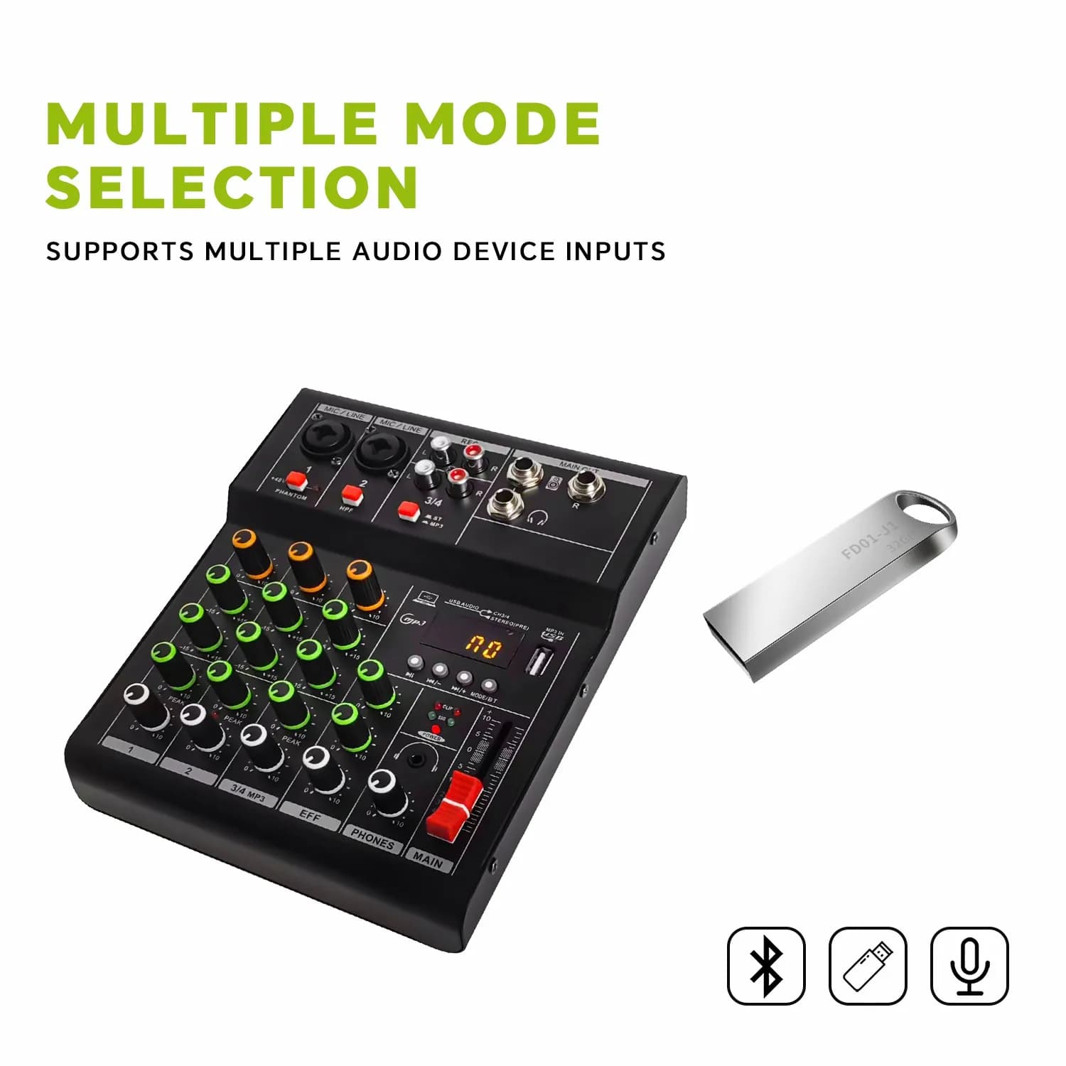 GAX-A4 MINI mélangeur Audio 4 canaux mélangeur numérique professionnel Console Dj avec USB mélangeur