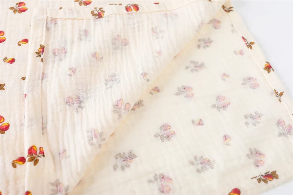 Couverture d'emmaillotage en coton pour bébé, imprimé Floral, couche en mousseline, tissu froissé po