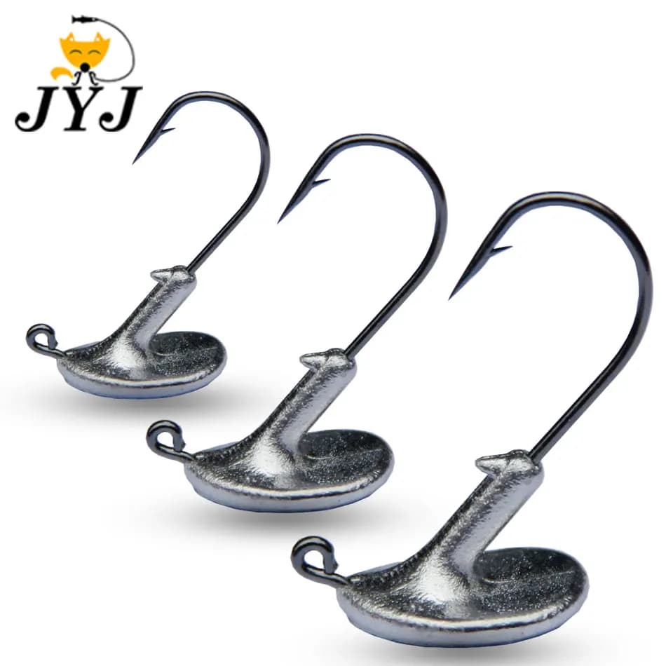 Lot de 10 hameçons de pêche à tête rotative (3,5g, 5g, 7g, 10g, 14g) pour leurres souples, accessoir