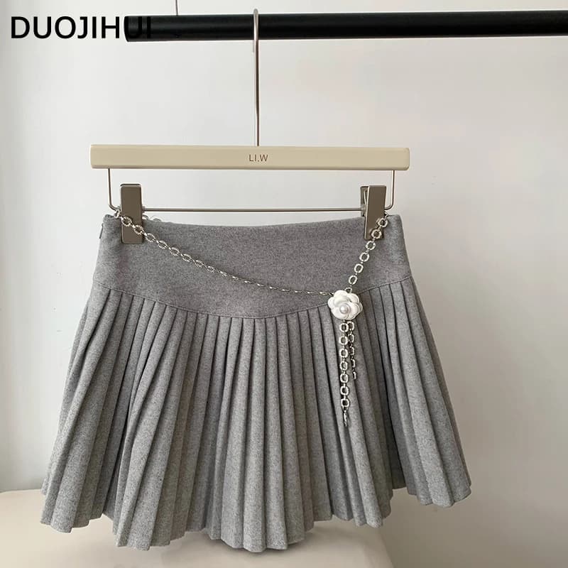 DUOJIHUI-Mini Jupe Trapèze Abricot pour Femme, Élégante, Décontractée, Chic, Simple, Mode Hiver, 3 C