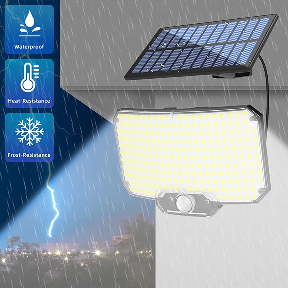Lampes Solaires à 234 ou 318/348 LED avec 3 Modes de Fonctionnement, Détecteur de Mouvement Super Lu