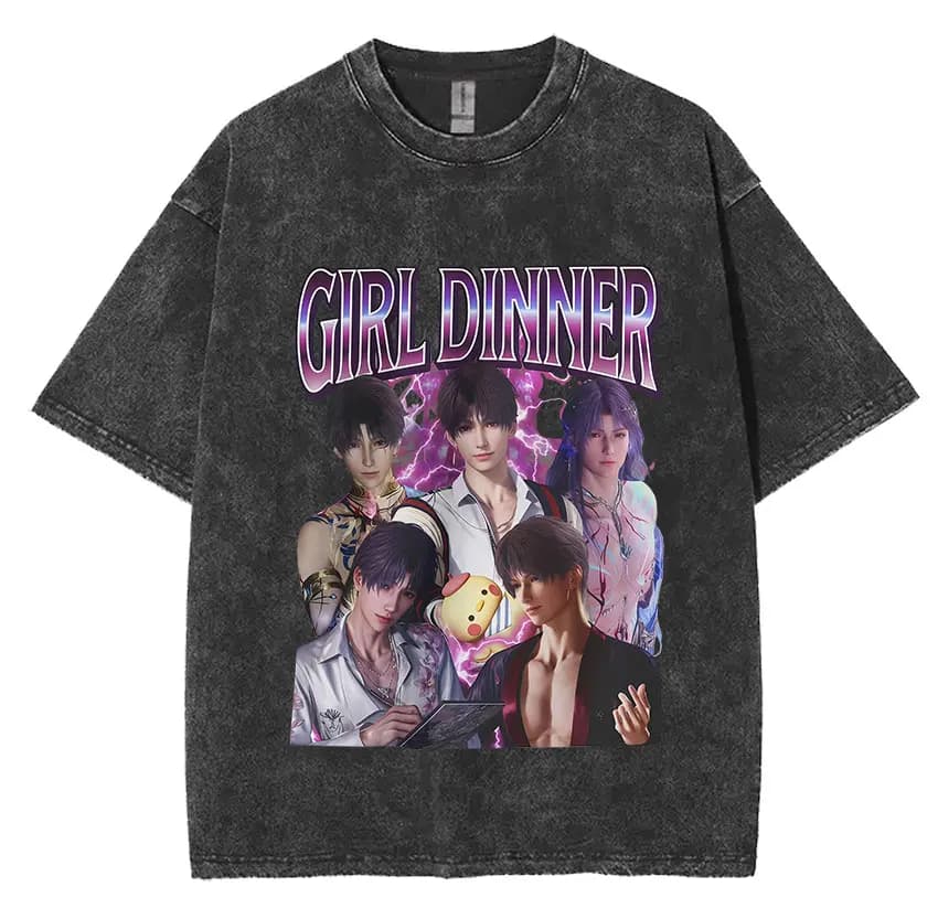 Sylus Love and Deepspace Vintage Washed T Shirts Girl Dinner Summer Harajuku Graphic T-Shirt Men's W