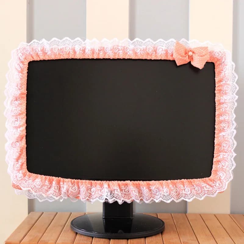 Couverture de cadre d'ordinateur en tissu dentelle, couverture anti-poussière pour écran de moniteur