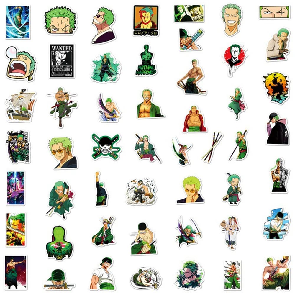 10/30/50pcs Anime une pièce Cool Zoro autocollants dessin animé Graffiti enfants autocollant jouets 