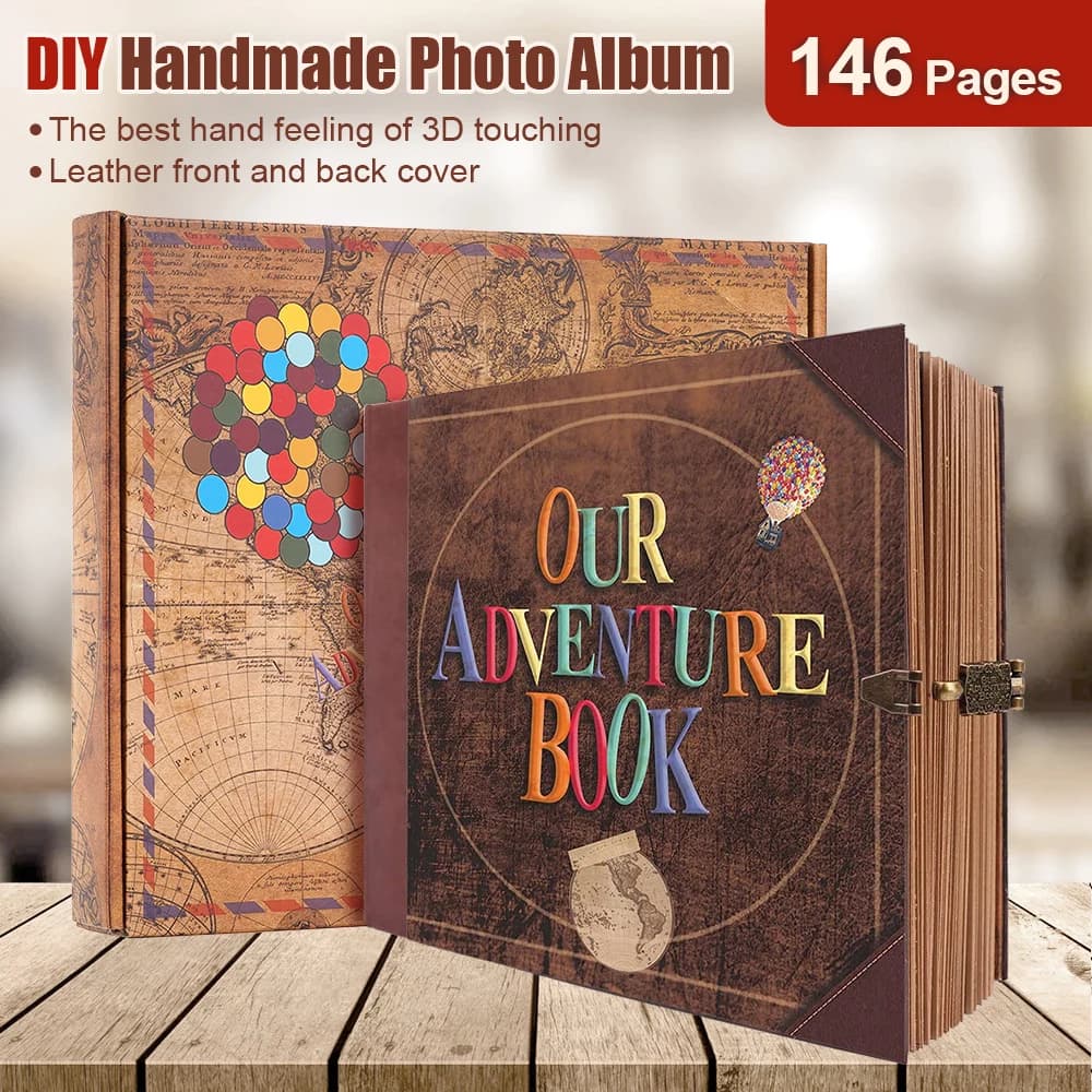 Notre livre d'aventure 146 pages bricolage Album Photo fait à la main Scrapbook rétro Kraft Album an