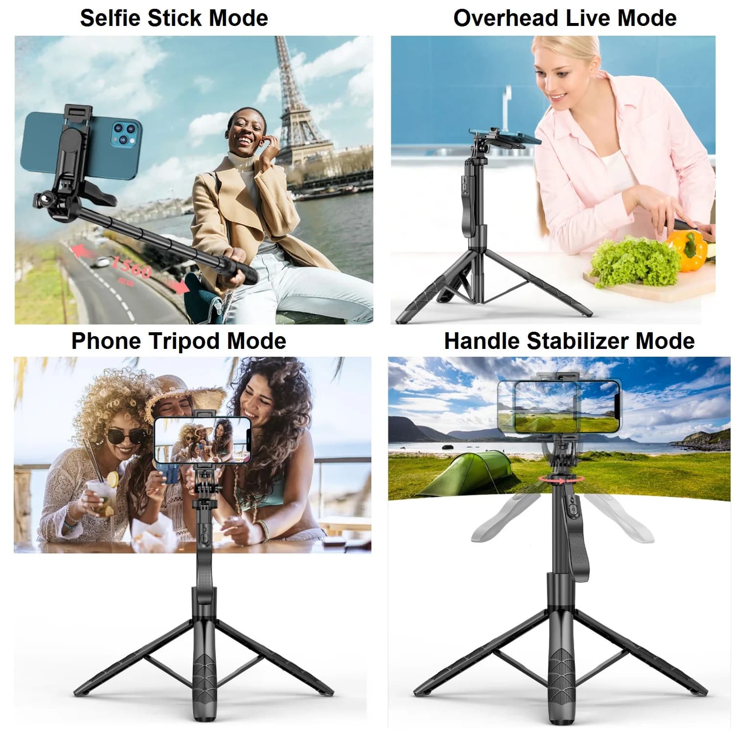 Trépied perche à Selfie avec télécommande, trépied de téléphone de voyage extensible de 60 pouces po