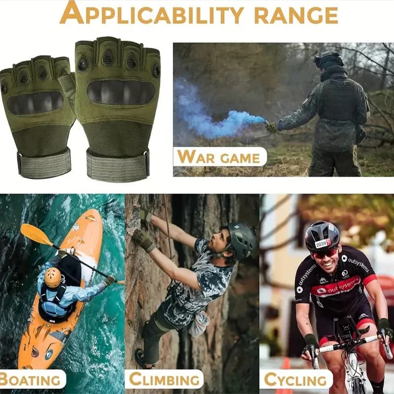 1 paire de gants tactiques sans doigts pour hommes – Idéal pour les sports de plein air, le tir, la 