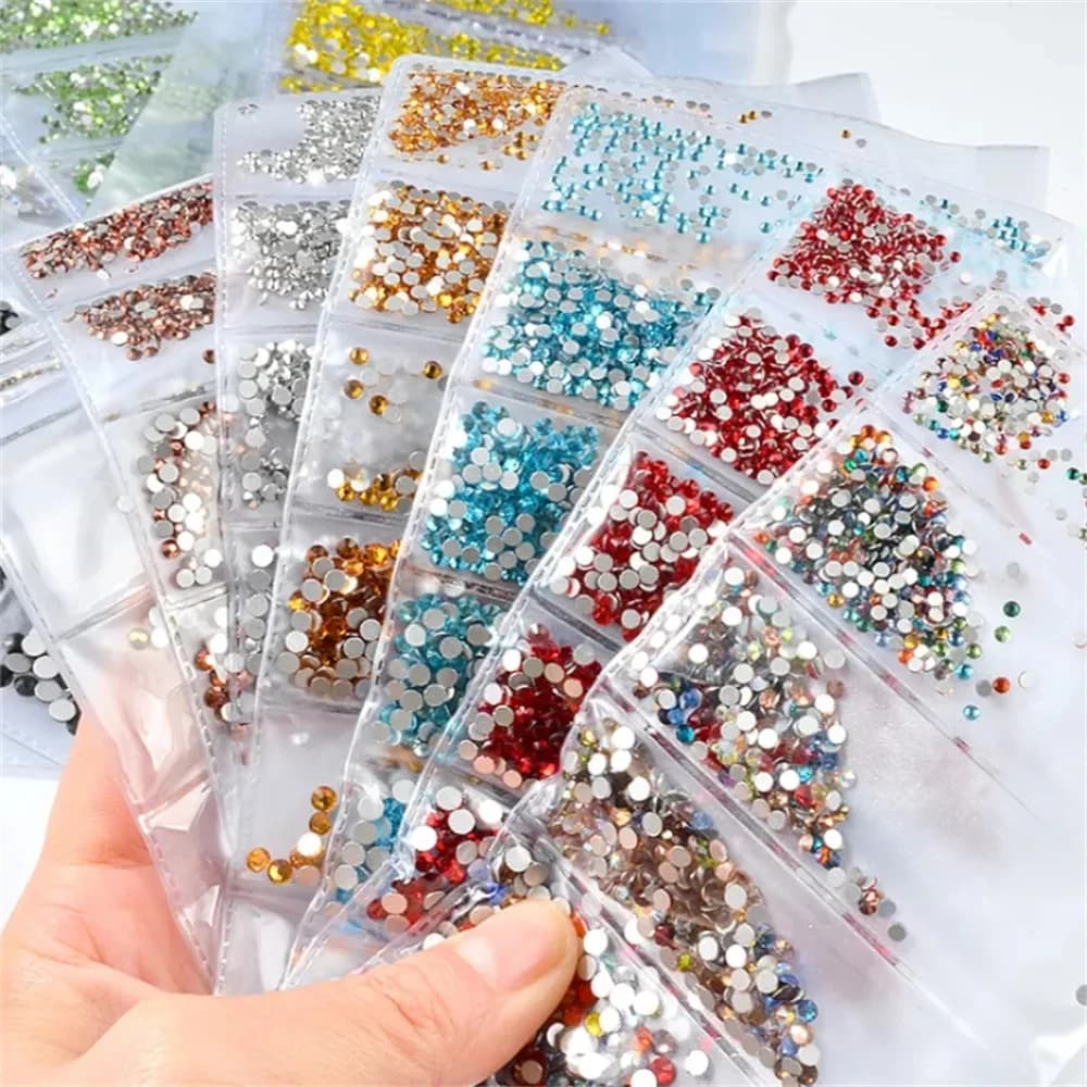 Strass scintillants en cristal AB de toutes les couleurs, 1200 pièces, tailles mixtes, pour décorati