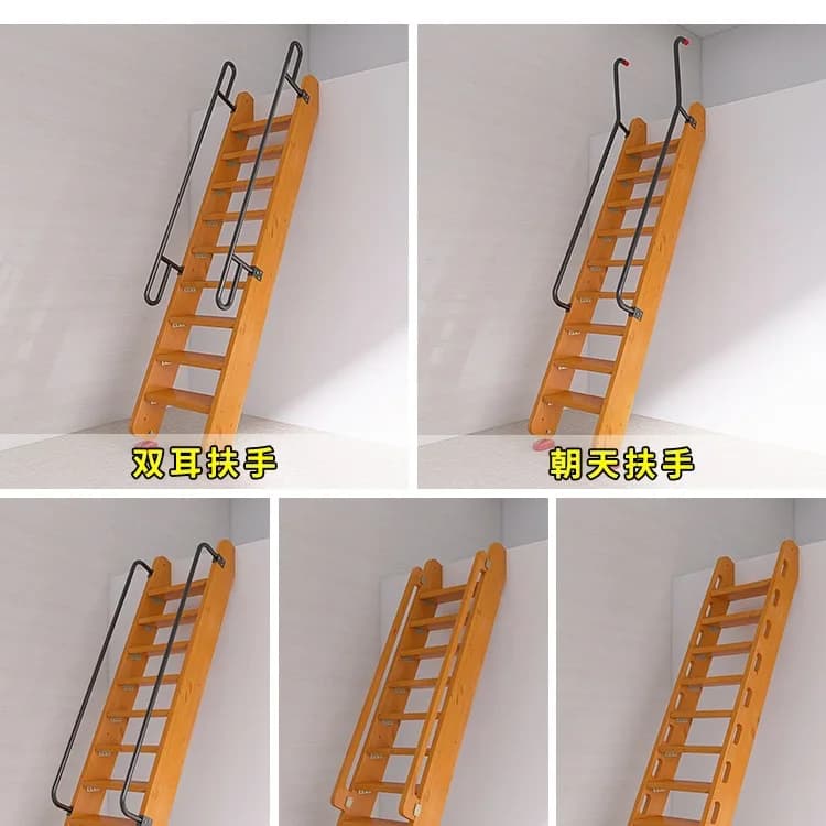 Escalier de loft en bois massif à la mode, échelle intégrée en bois, échelle intérieure duplex pour 