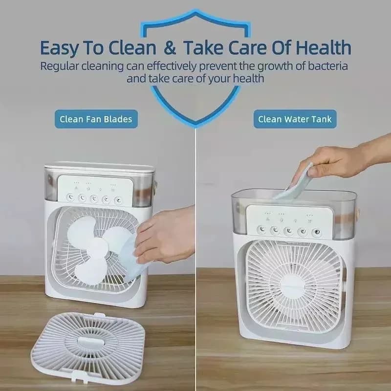 Ventilateur portable 3 en 1, climatiseur, mini refroidisseur d'air, veilleuse LED, humidificateur, r