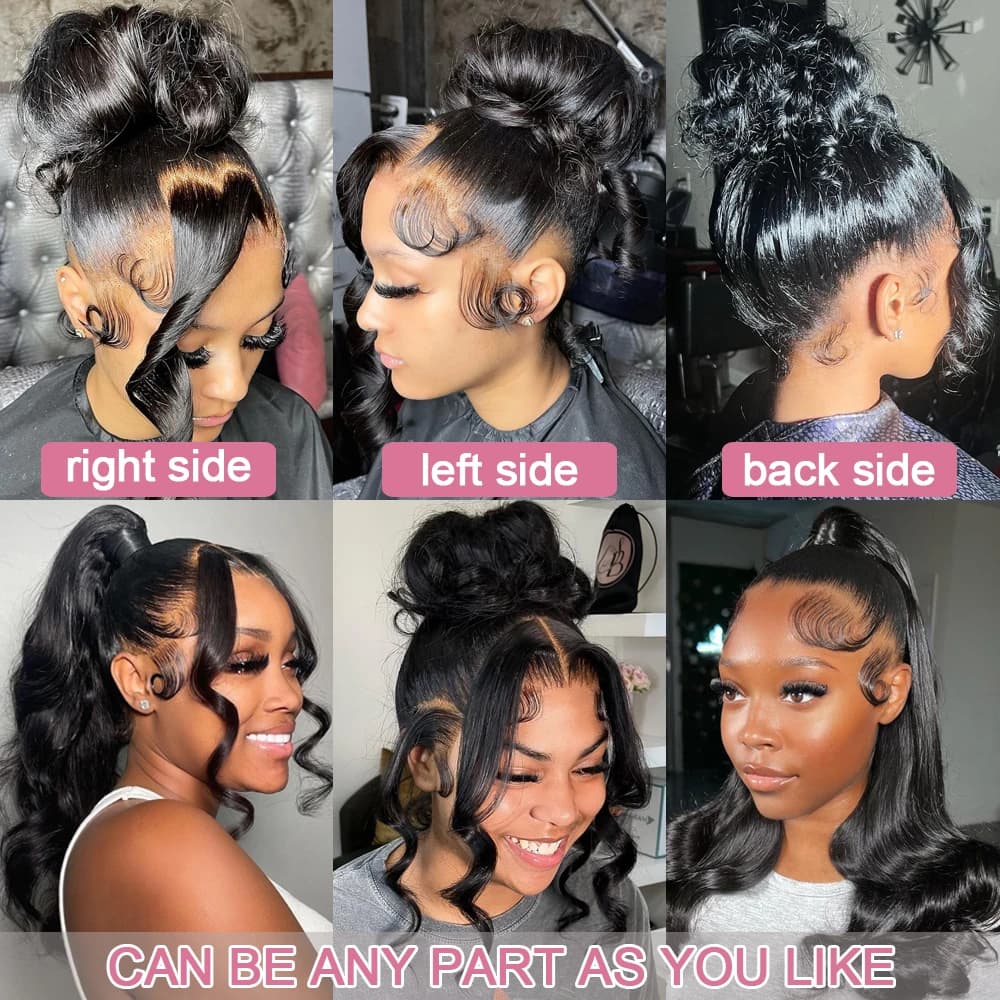 Perruque Lace Front Wig Body Wave brésilienne, cheveux 360 naturels, 13x6, Full HD, 100% de densité,
