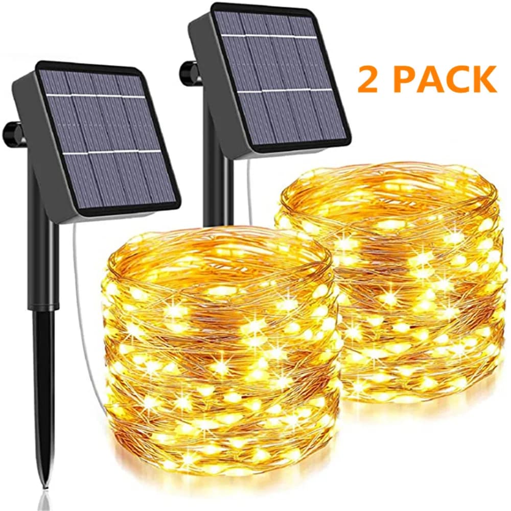 Guirxiété solaire LED étanche en cuivre nickel é, lumière extérieure, guirxiété lumineuse, fête de N