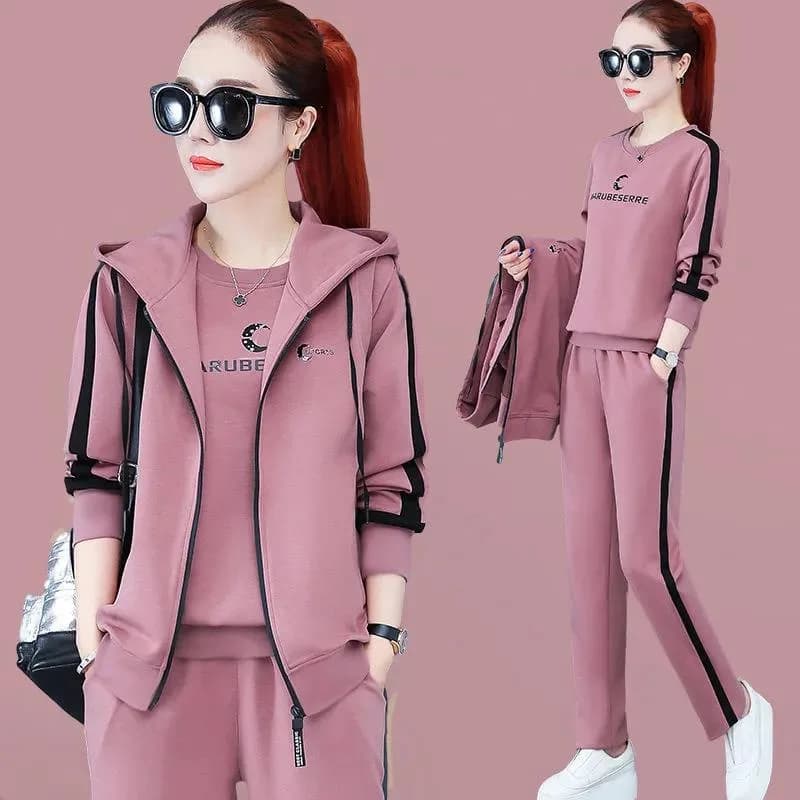 Printemps automne femmes survêtement manteaux + sweats + pantalons 3 pièces costume tenues de mode d