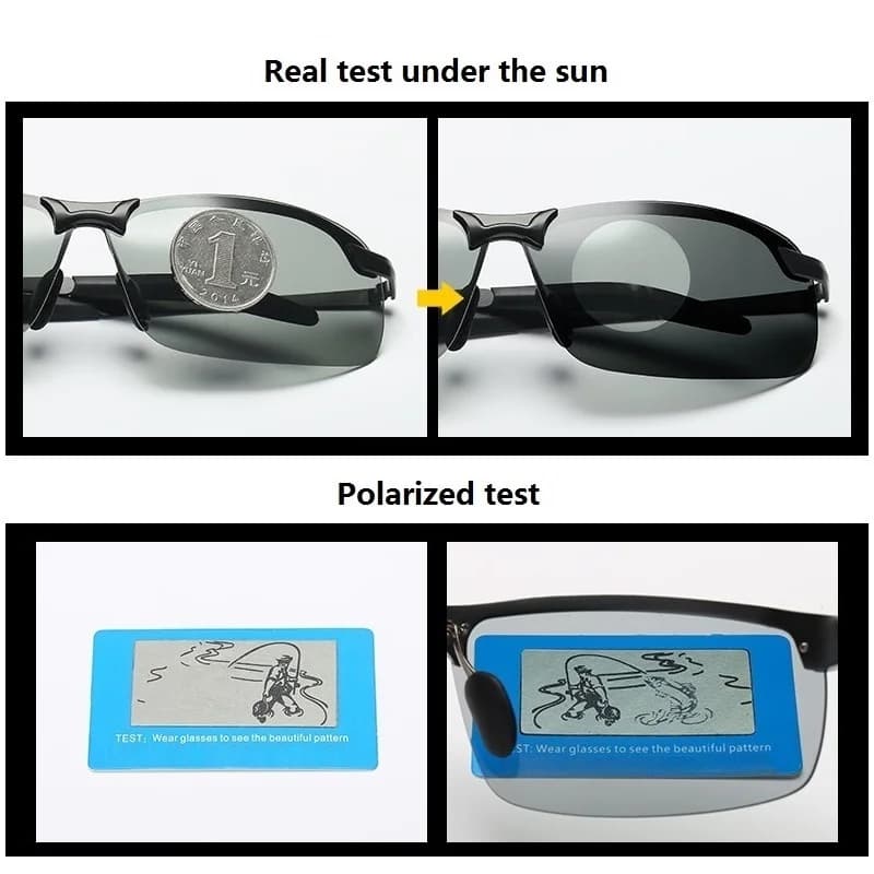 Lunettes de soleil polarisées photochromiques pour hommes, lunettes de conduite, lunettes de pêche c