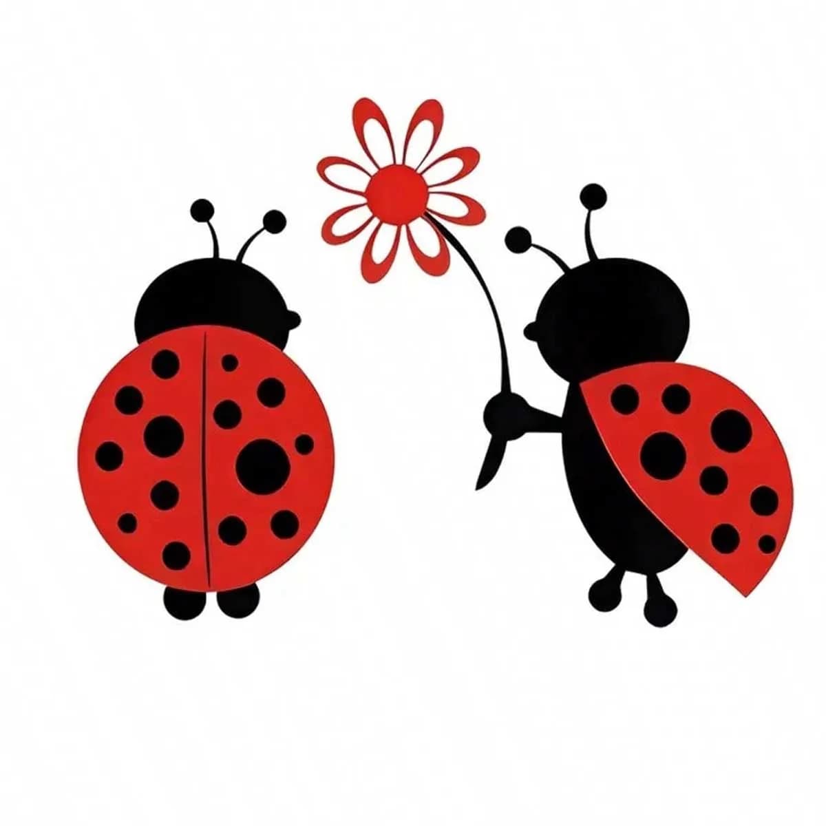 Autocollants de dessin animé coccinelle, autocollants en plastique auto-adhésifs à imprimé animal, p