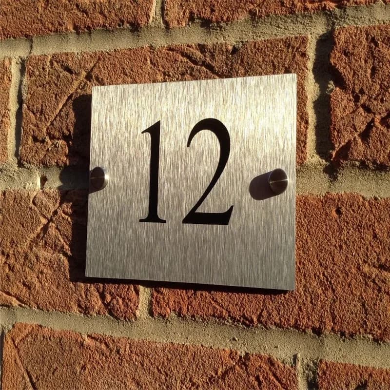 Numéro de maison moderne personnalisé, plateau d'argent extérieur, Plaque de maison, matériau Compos